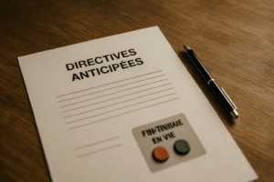 document de directives anticipées posé sur une table — directives anticipées