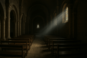 lumière traversant une église — euthanasie et foi
