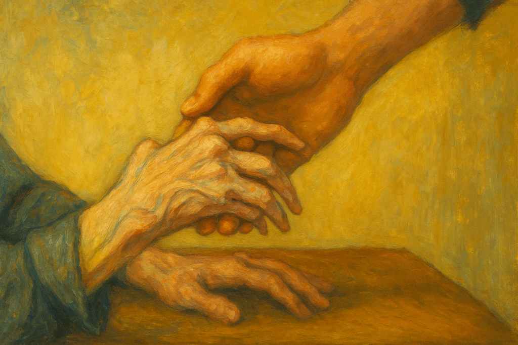 main fragile accompagnée avec douceur — euthanasie et handicap